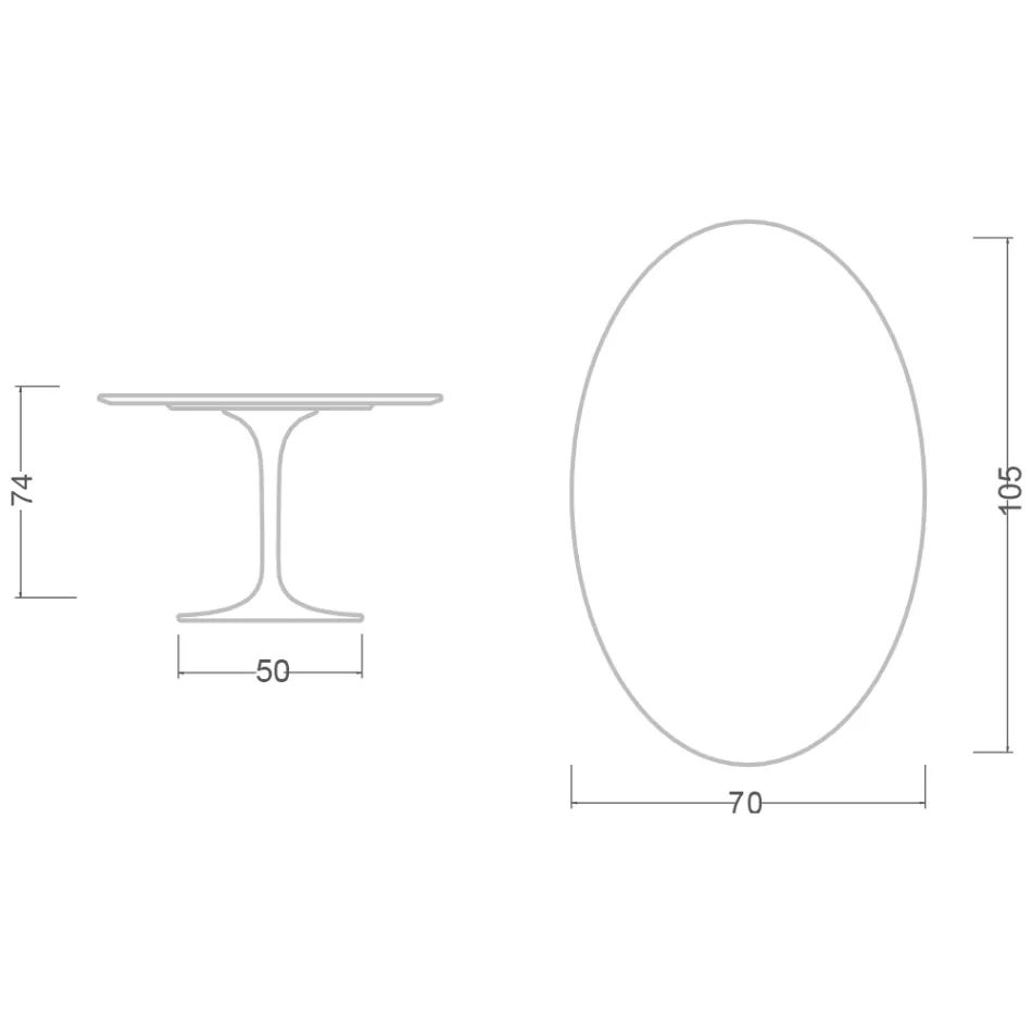 Eero Saarinen Tulpentafel H 74 Ovaal in Somnia Keramiek Gemaakt in Italië - Scharlakenrood Viadurini