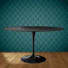 Eero Saarinen Tulpentafel H 74 Ovaal in Somnia Keramiek Gemaakt in Italië - Scharlakenrood Viadurini
