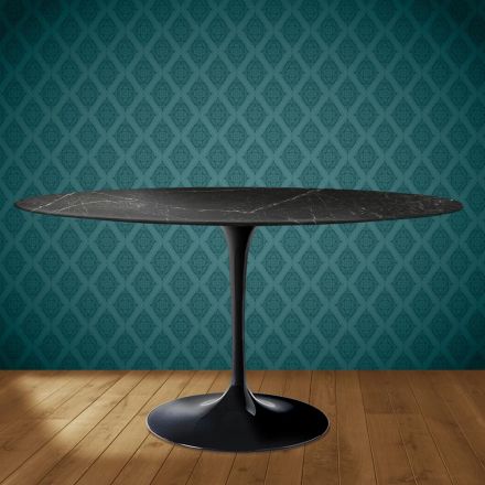 Eero Saarinen Tulpentafel H 74 Ovaal in Somnia Keramiek Gemaakt in Italië - Scharlakenrood Viadurini