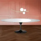Eero Saarinen Tulip Tafel H 74 Ovaal in vloeibaar laminaat Gemaakt in Italië - Scharlakenrood Viadurini