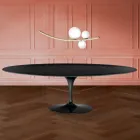 Eero Saarinen Tulip Tafel H 74 Ovaal in vloeibaar laminaat Gemaakt in Italië - Scharlakenrood Viadurini