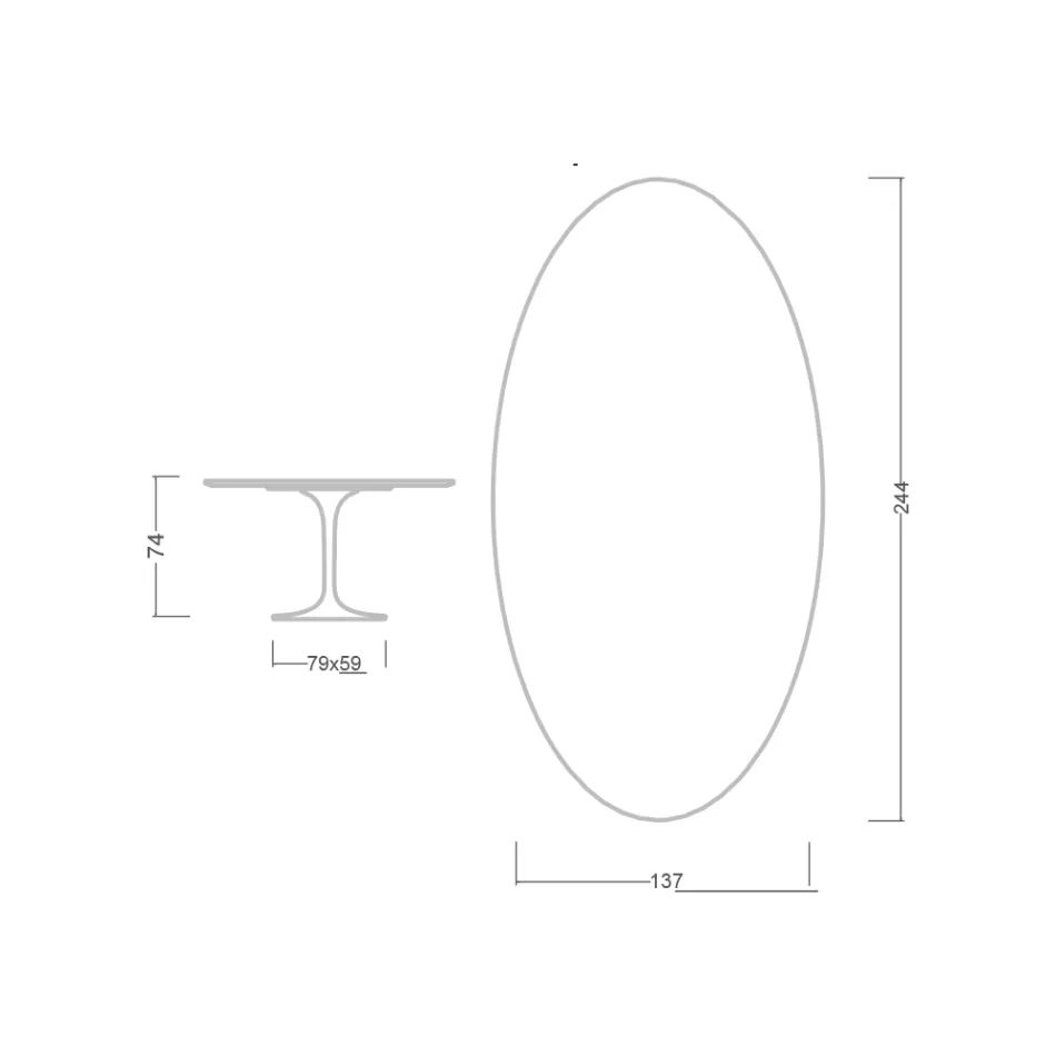 Eero Saarinen Tulip Tafel H 74 Ovaal in Zwart Marquinia Marmer Made in Italy - Scarlet Viadurini