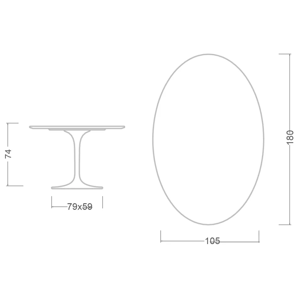 Eero Saarinen H 74 Ovale Tulp Tafel in Groen Alpi Marmer Made in Italy - Scarlet Viadurini