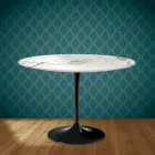 Eero Saarinen Tulpentafel H 74 Rond in Keramiek Aura 22 Gemaakt in Italië - Scharlakenrood Viadurini
