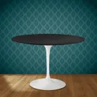 Eero Saarinen Tulpentafel H 74 Rond in Keramiek Domoos Gemaakt in Italië - Scharlakenrood Viadurini