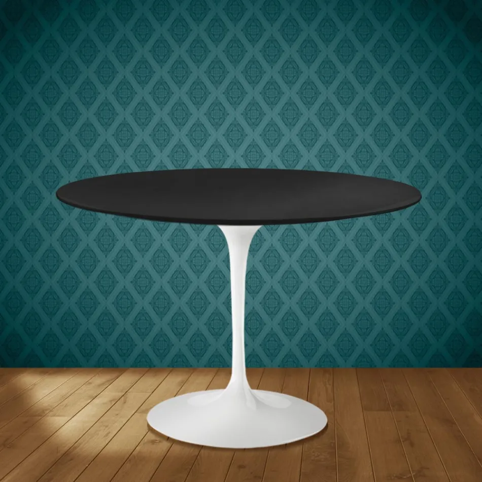 Eero Saarinen Tulpentafel H 74 Rond in Keramiek Domoos Gemaakt in Italië - Scharlakenrood Viadurini