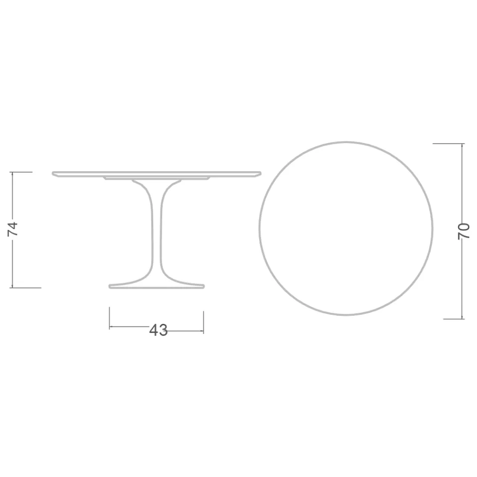 Eero Saarinen Tulpentafel H 74 Rond in Keramiek Domoos Gemaakt in Italië - Scharlakenrood Viadurini