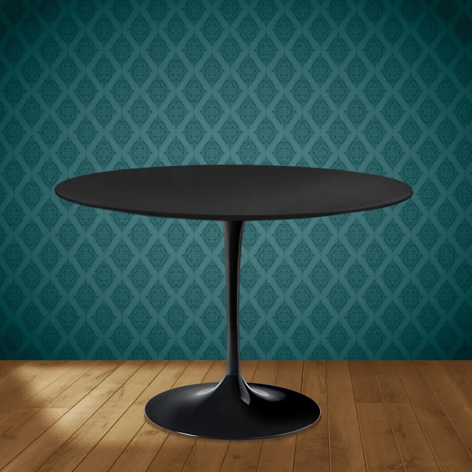 Eero Saarinen Tulpentafel H 74 Rond in Keramiek Domoos Gemaakt in Italië - Scharlakenrood Viadurini