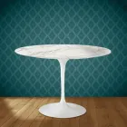 Eero Saarinen Tulp Tafel H 74 Rond in Glanzend Keramiek Gemaakt in Italië - Scharlakenrood Viadurini