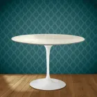 Eero Saarinen Tulpentafel H 74 Rond in Marmorio Keramiek Gemaakt in Italië - Scharlakenrood Viadurini