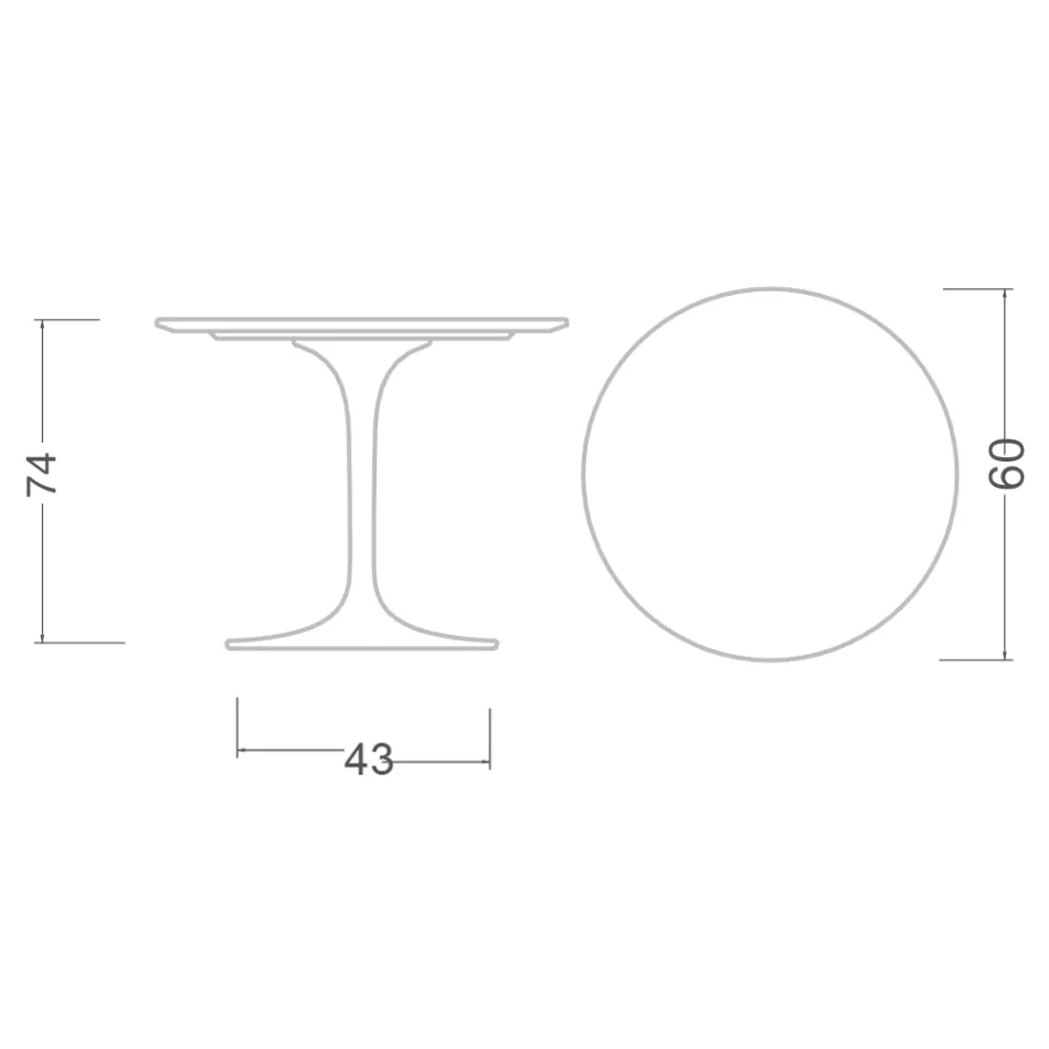 Eero Saarinen Tulpentafel H 74 Rond in Marmorio Keramiek Gemaakt in Italië - Scharlakenrood Viadurini