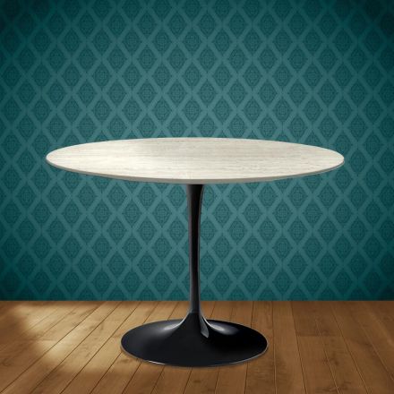 Eero Saarinen Tulpentafel H 74 Rond in Marmorio Keramiek Gemaakt in Italië - Scharlakenrood Viadurini
