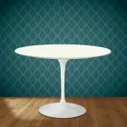 Eero Saarinen Tulpentafel H 74 Rond in Moonè Keramiek Gemaakt in Italië - Scharlakenrood Viadurini