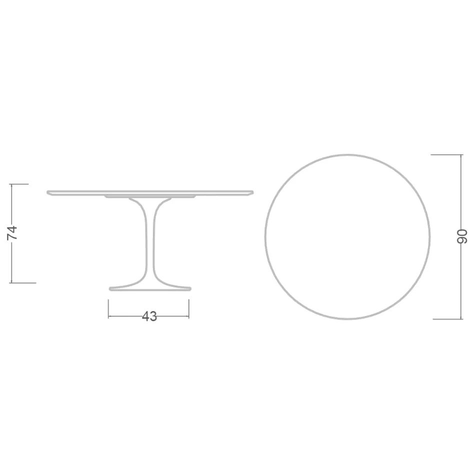 Eero Saarinen Tulpentafel H 74 Rond in Moonè Keramiek Gemaakt in Italië - Scharlakenrood Viadurini