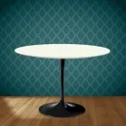 Eero Saarinen Tulpentafel H 74 Rond in Moonè Keramiek Gemaakt in Italië - Scharlakenrood Viadurini