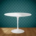 Eero Saarinen Tulpentafel H 74 Rond in Salina Keramiek Gemaakt in Italië - Scharlakenrood Viadurini
