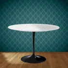 Eero Saarinen Tulpentafel H 74 Rond in Salina Keramiek Gemaakt in Italië - Scharlakenrood Viadurini