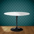 Eero Saarinen Tulpentafel H 74 Rond in Salina Keramiek Gemaakt in Italië - Scharlakenrood
