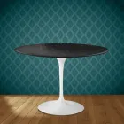Eero Saarinen Tulpentafel H 74 Rond in Somnia Keramiek Gemaakt in Italië - Scharlakenrood Viadurini