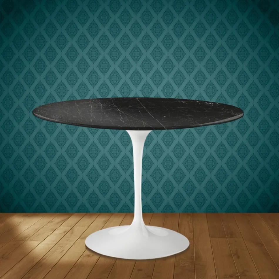 Eero Saarinen Tulpentafel H 74 Rond in Somnia Keramiek Gemaakt in Italië - Scharlakenrood Viadurini