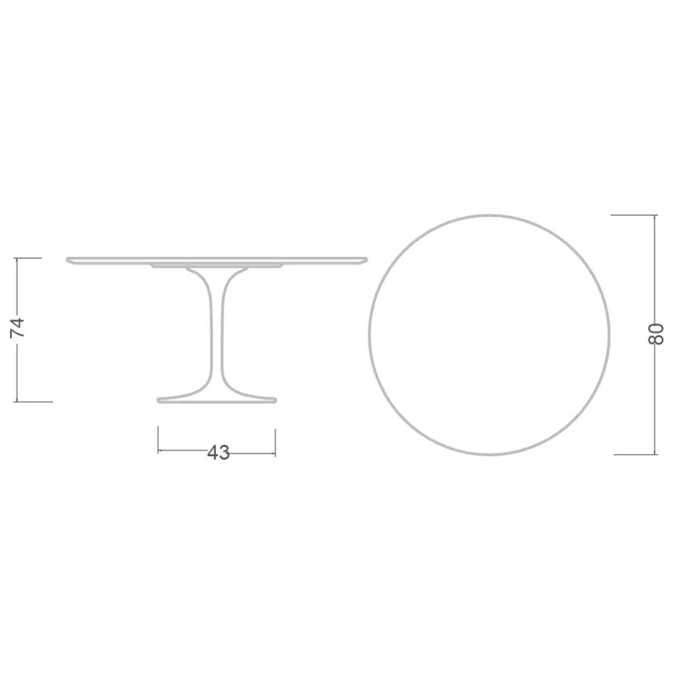 Eero Saarinen Tulpentafel H 74 Rond in Somnia Keramiek Gemaakt in Italië - Scharlakenrood Viadurini