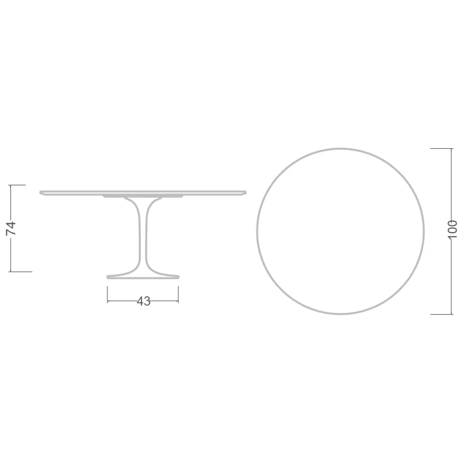 Eero Saarinen Tulpentafel H 74 Rond in Somnia Keramiek Gemaakt in Italië - Scharlakenrood Viadurini