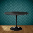 Eero Saarinen Tulpentafel H 74 Rond in Somnia Keramiek Gemaakt in Italië - Scharlakenrood Viadurini