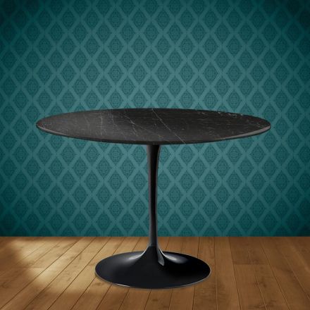 Eero Saarinen Tulpentafel H 74 Rond in Somnia Keramiek Gemaakt in Italië - Scharlakenrood Viadurini