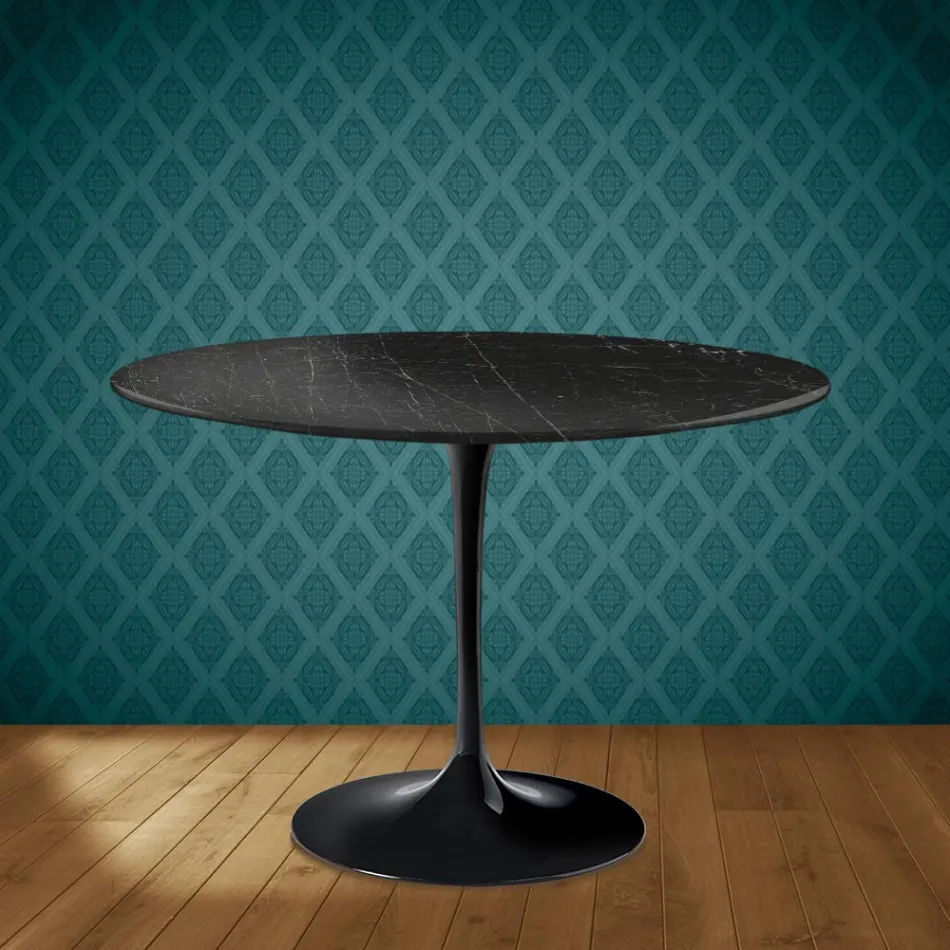 Eero Saarinen Tulpentafel H 74 Rond in Somnia Keramiek Gemaakt in Italië - Scharlakenrood Viadurini