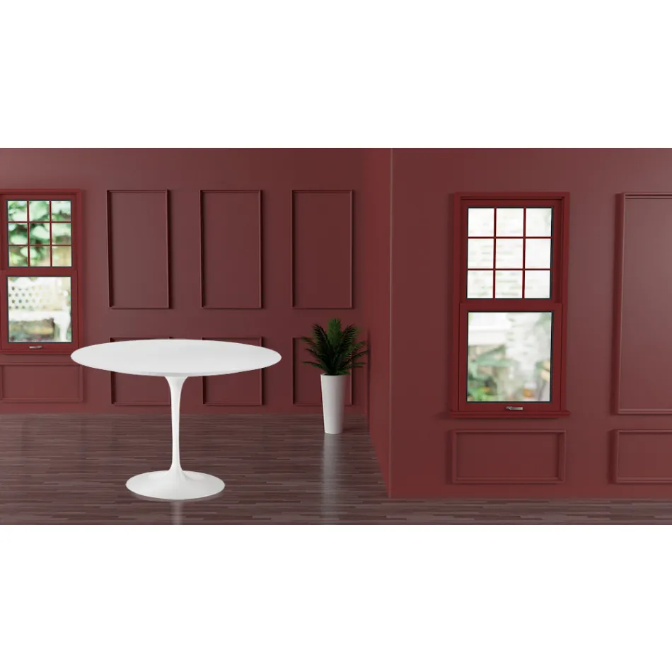 Tulp Tafel Eero Sarinen H 73 met Wit Vloeibaar Laminaat MDF Top - Scarlet Viadurini