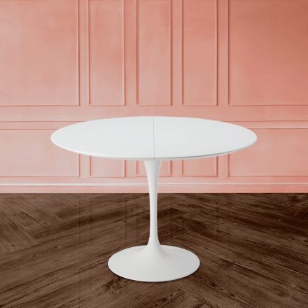 Tulip Saarinen H 73 uitschuifbare tafel in wit vloeibaar laminaat Made in Italy - Scarlet Viadurini