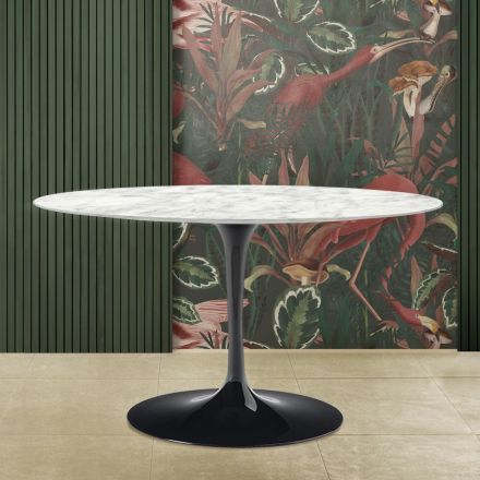 Saarinen Tulip-tafel H 73 met ovaal Carrara-marmeren blad Made in Italy - Scarlet Viadurini