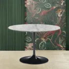 Tulip Tafel Saarinen H 73 met rond blad in Arabescato Marmer Made in Italy Viadurini