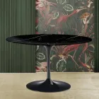 Saarinen Tulip Tafel H 73 met Rond Bovenblad in Zwart Marquinia Marmer Made in Italy - Scarlet Viadurini