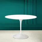 Tulp Tafel Saarinen H 73 Rond in Keramiek Absoluut Wit Made in Italy - Scarlet Viadurini