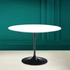 Tulp Tafel Saarinen H 73 Rond in Keramiek Absoluut Wit Made in Italy - Scarlet Viadurini