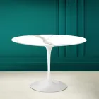 Tulp Tafel Saarinen H 73 Rond in Keramiek Calacatta Michelangelo Viadurini