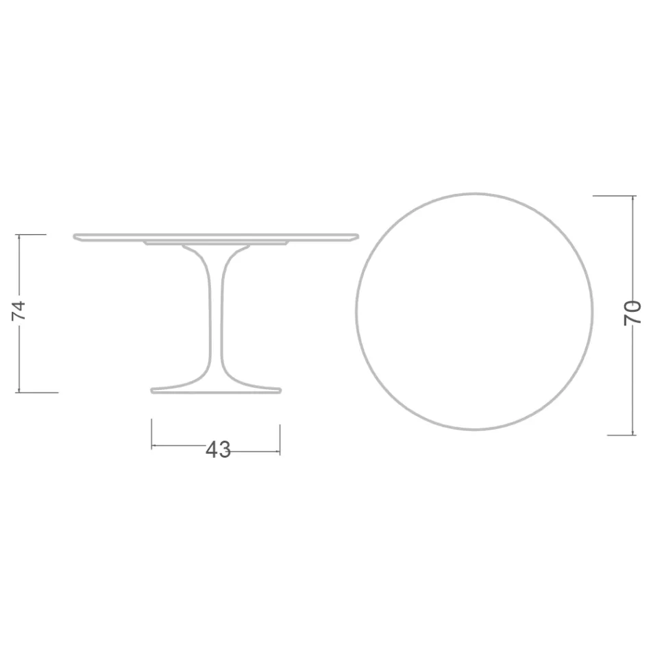 Tulp Tafel Saarinen H 73 Rond in Keramiek Calacatta Michelangelo - Scharlaken Viadurini