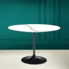 Tulp Tafel Saarinen H 73 Rond in Keramiek Calacatta Michelangelo Viadurini