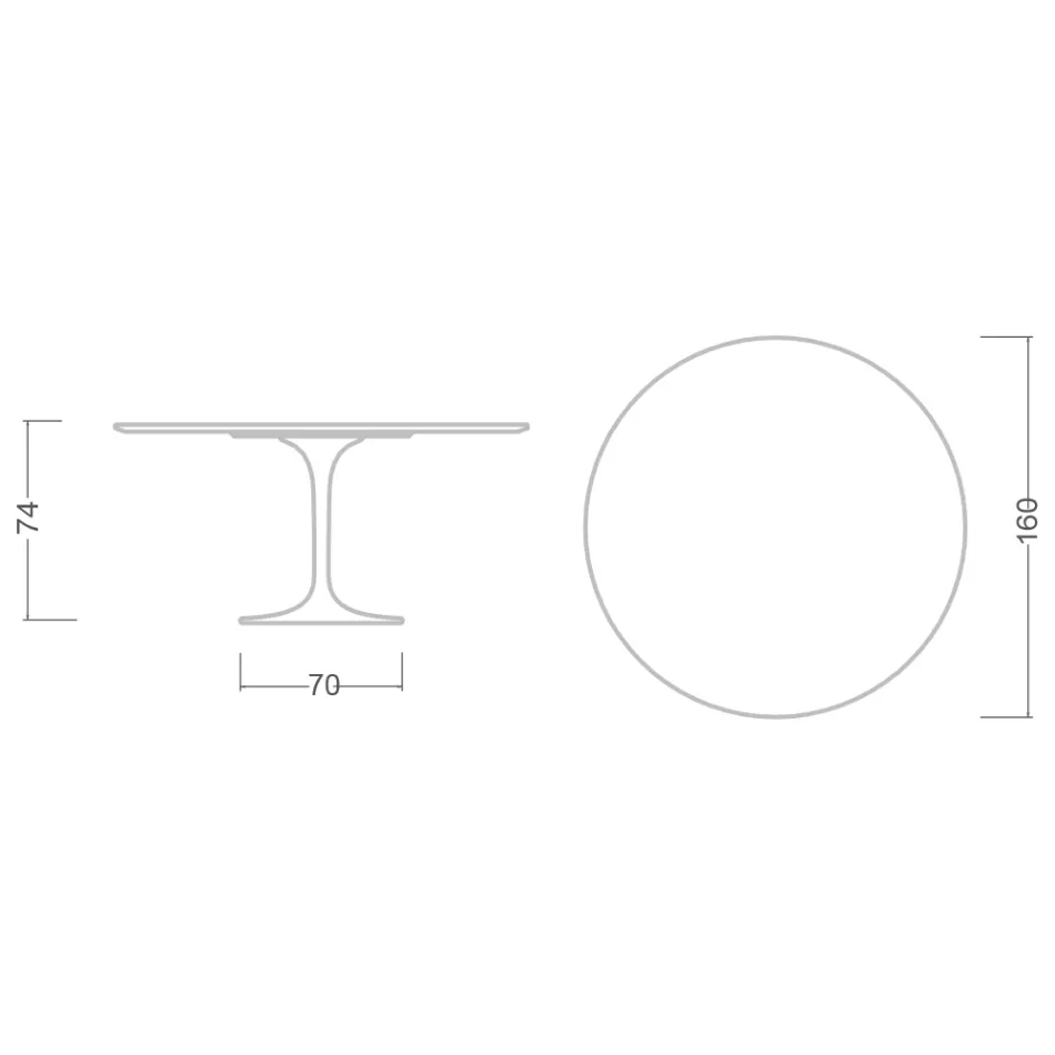 Tulp Tafel Saarinen H 73 Rond Keramiek Onzichtbaar Select Gemaakt in Italië - Scharlaken Viadurini