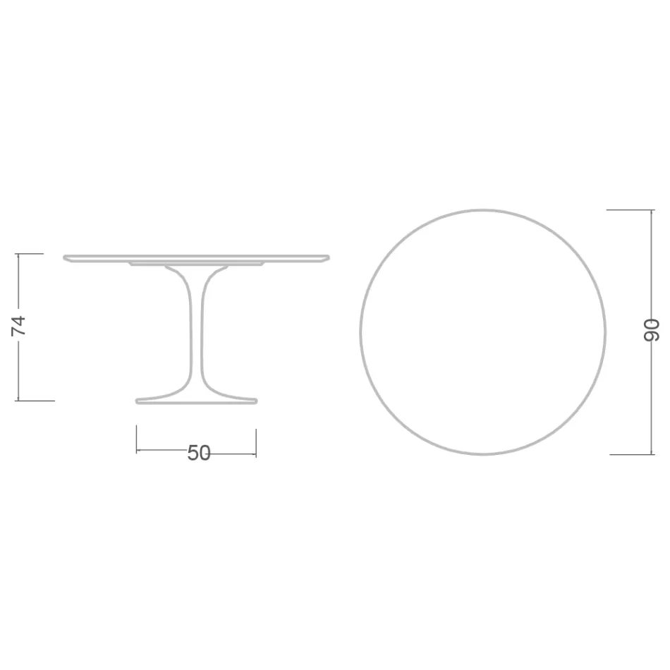 Tulp Tafel Saarinen H 73 Rond Keramiek Onzichtbaar Select Gemaakt in Italië - Scharlaken Viadurini