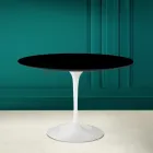 Tulp Tafel Saarinen H 73 Rond in Absoluut Zwart Keramiek Made in Italy - Scarlet Viadurini