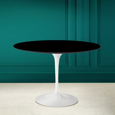 Tulip Saarinen H 73 ronde tafel in absoluut zwart keramiek Made in Italy - Scarlet Viadurini