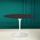 Tulp Tafel Saarinen H 73 Rond in Zwart Keramiek Zacht Made in Italy - Scarlet Viadurini