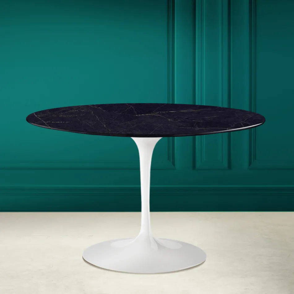 Tulp Tafel Saarinen H 73 Rond Keramiek Noir Laurent Made in Italy - Scharlaken Viadurini