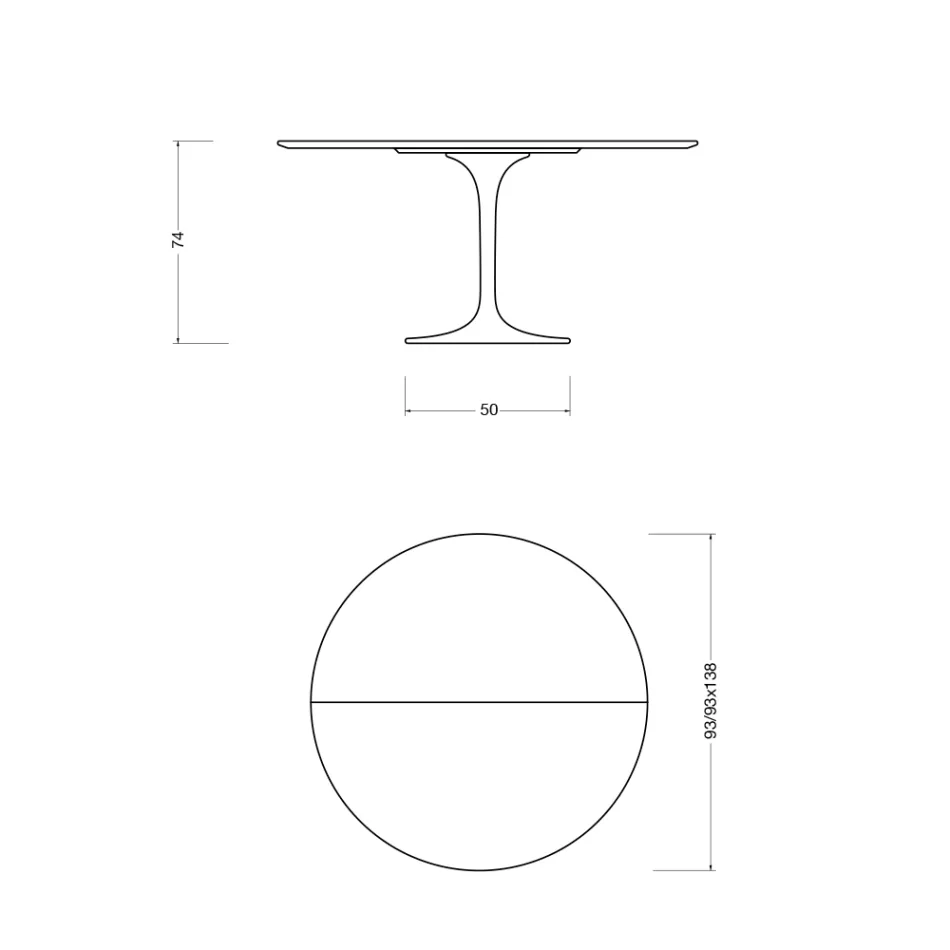 Saarinen Tulip tafel H 74 uitschuifbaar in wit vloeibaar laminaat, gemaakt in Italië - Scarlet Viadurini