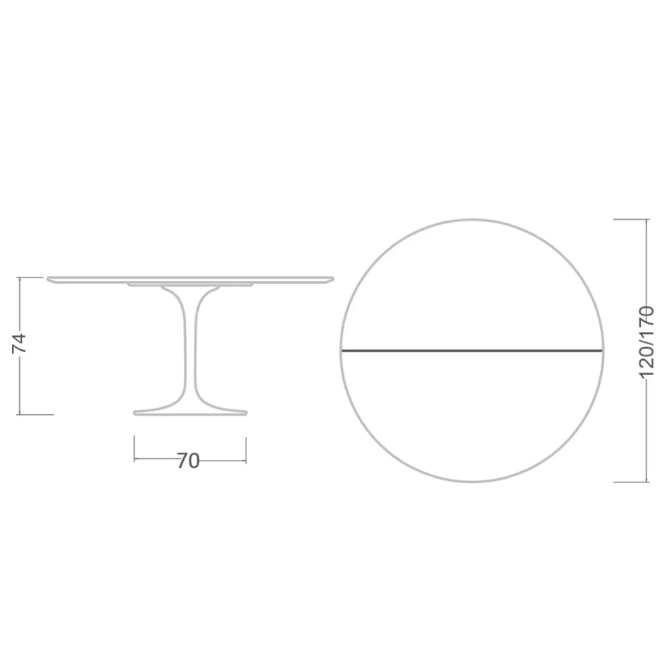 Saarinen Tulip Tafel H 74 Uitschuifbaar in Zwart Vloeibaar Laminaat Gemaakt in Italië - Scarlet Viadurini