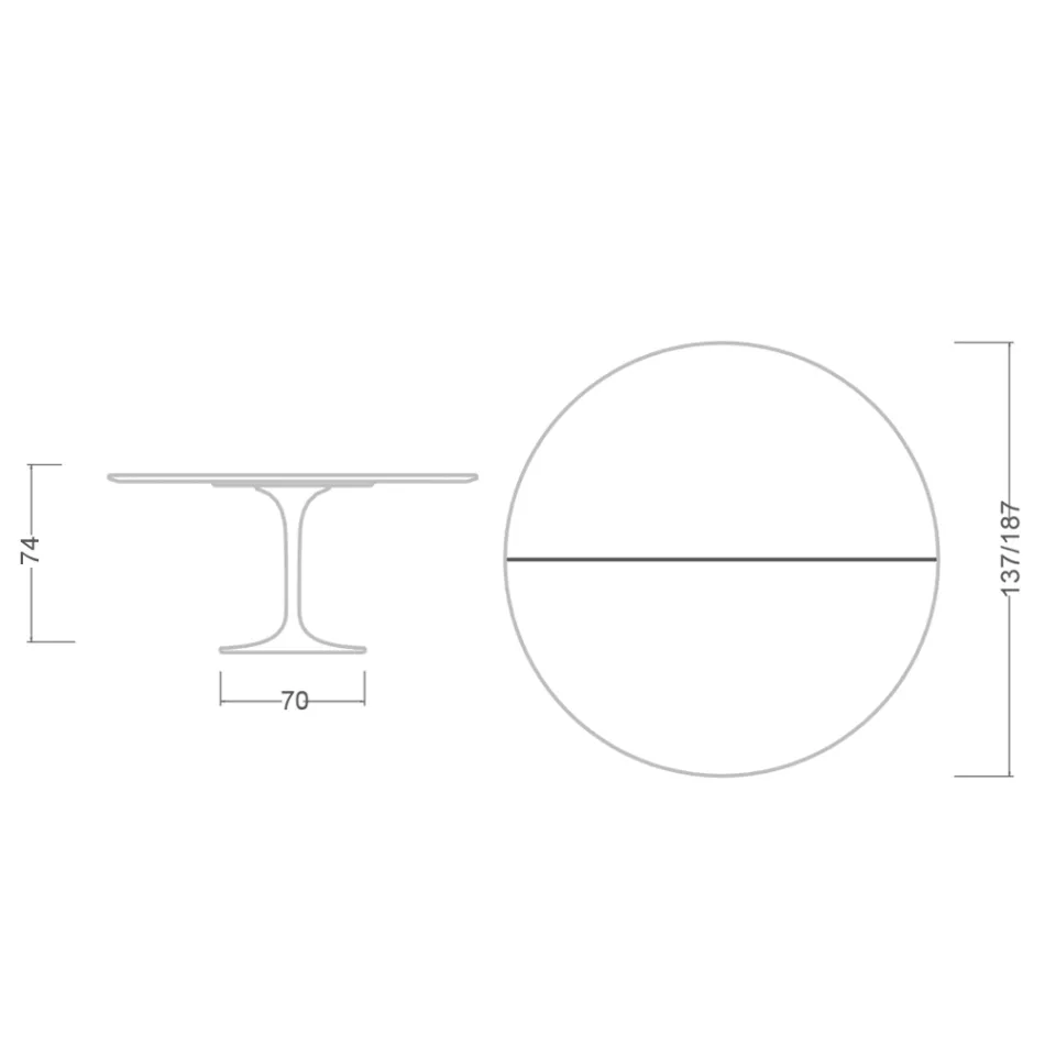 Saarinen Tulip Tafel H 74 Uitschuifbaar in Zwart Vloeibaar Laminaat Gemaakt in Italië - Scarlet Viadurini