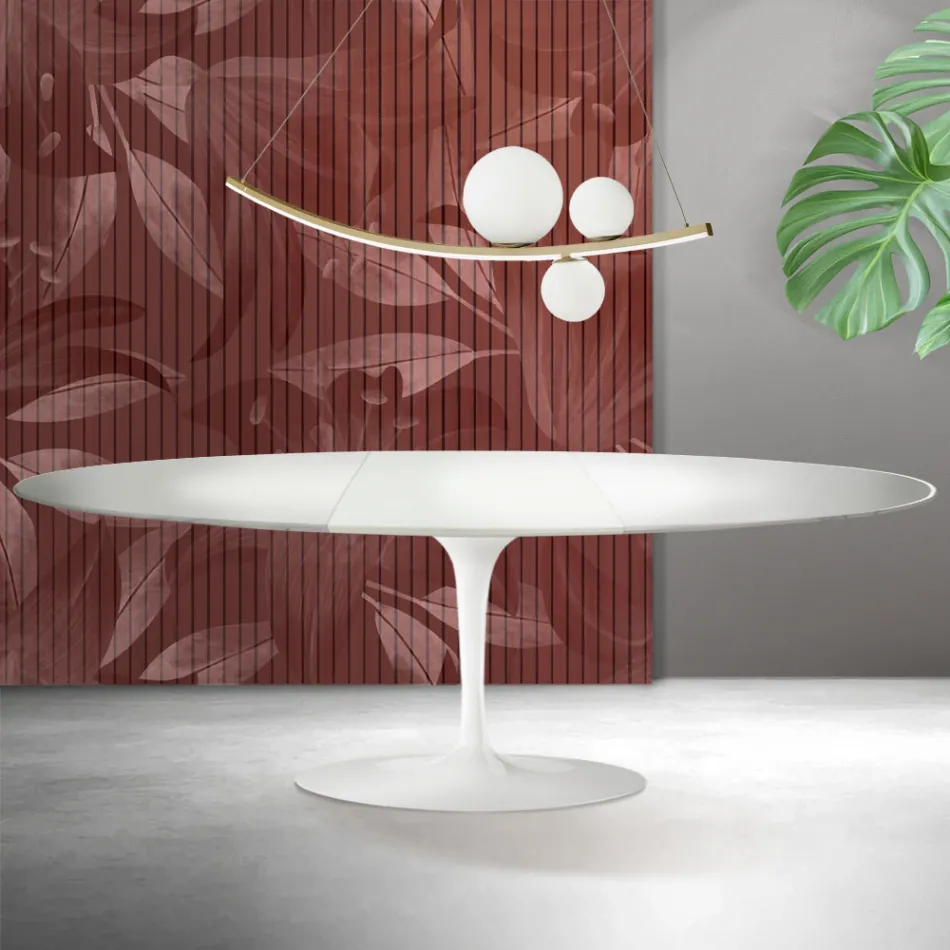 Saarinen Tulpentafel H 74 cm Uitschuifbaar in Wit Florim Keramiek - Scharlakenrood Viadurini