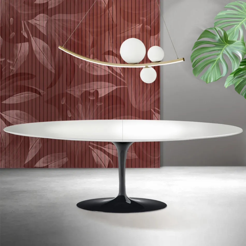 Saarinen Tulpentafel H 74 cm Uitschuifbaar in Wit Florim Keramiek - Scharlakenrood Viadurini